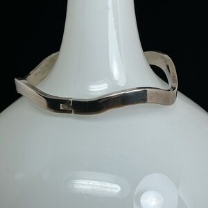 Vintage Mid-century Modern Sterling Silver Wavy Hinged Bangle